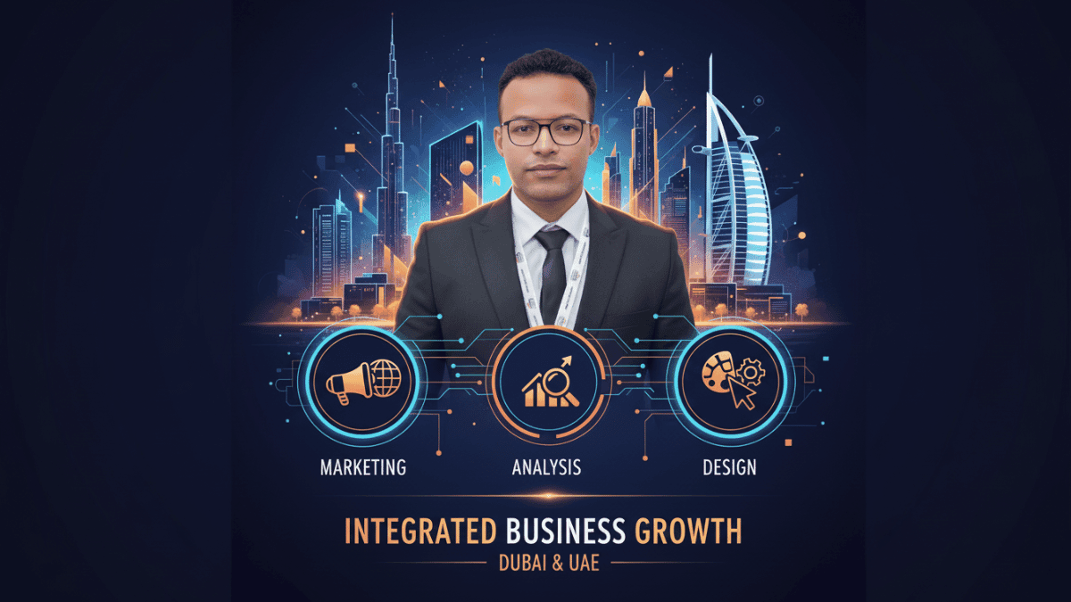 اشرف عظيم خدمات التسويق الرقمي المتكاملة مع عناصر التصميم والتحليل – ashraf azim Digital marketing services with strategy, design, and analytics elements.